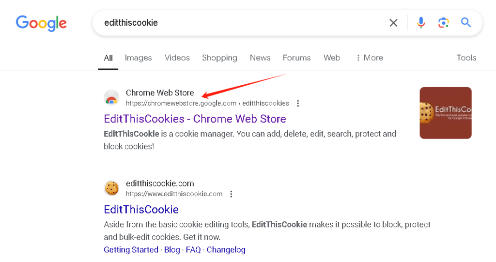 谷歌里搜索editthiscookie